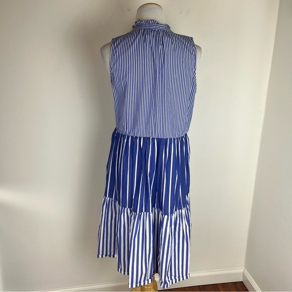 J. CREW Sleeveless tiered popover dress in mixed stripe Size S 100% Cotton - Picture 3 of 5